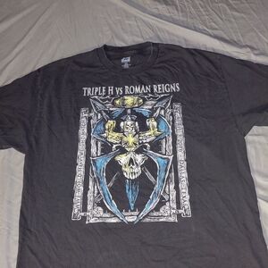 WWE Triple H vs Roman Reigns Black Graphic Tee,2016